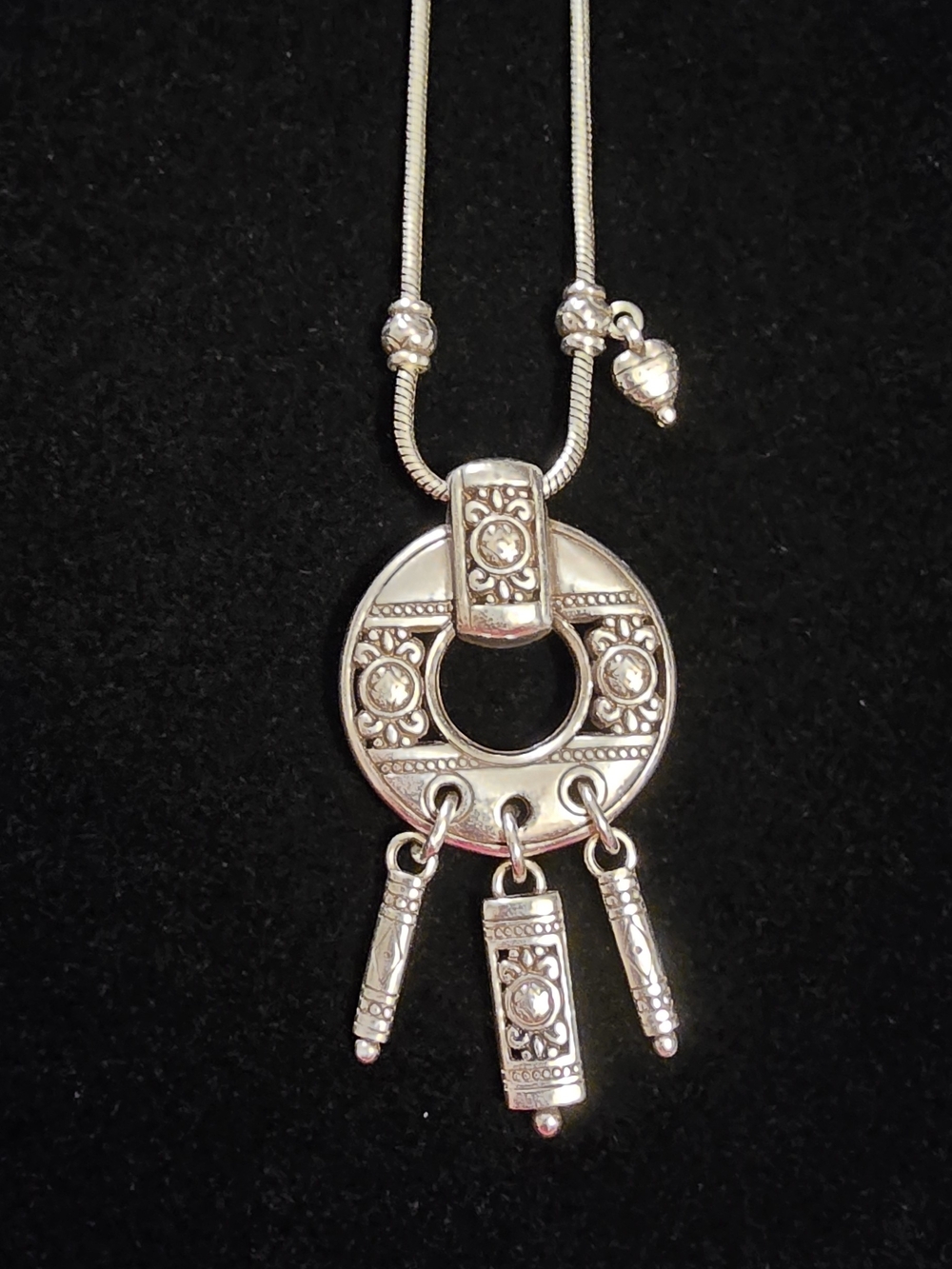 Brighton Silver-Tone Circular Pendant Necklace with Heart Accent